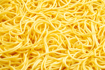 Close Up of Cooked Spaghetti Noodles Texture for Italian Food Background