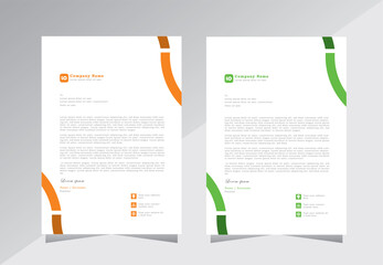 Corporate letterhead template design with green and yellow color. Simple and Professional business letterhead design template. Letterhead template in flat style and geometric shape.
