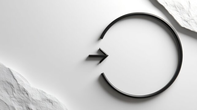 Bold black arrow on a white background illustrating the full cycle spiral concept in a biohack planning design