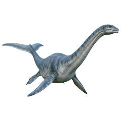 Plesiosaurus Marine Reptile Back View 3D Illustration Isolated on White Background"