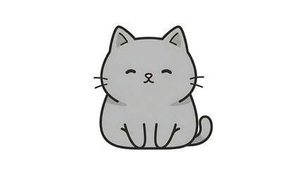 Obraz premium A cute cartoon cat sitting and looking straight ahead