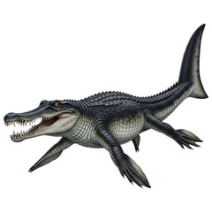 Metriorhynchus Marine Crocodile 3D Illustration Isolated on White Background"