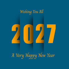 Happy New Year 2027 colorful number design for greeting card or poster background template.