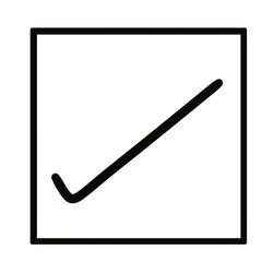 Black check mark icon inside a bold square frame ,check mark on a white background