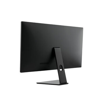Rear view of a modern computer monitor isolated on transparent background
