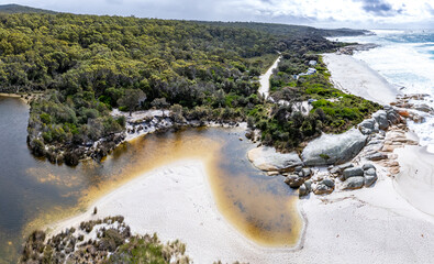 Swimcart lagoon and beach in Tasmania