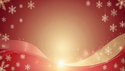 Merry Christmas holiday background featuring a red winter pattern with snowflakes and ornamental stars for a festive New Year greeting card illustration