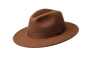 Brown Fedora Hat Isolated on Black Background