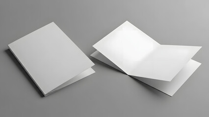 Blank White Paper Sheets Mockup on Gray Background.