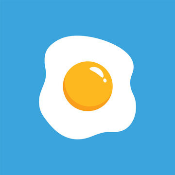 Fried egg flat vector illustration design on blue background
