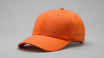 Orange Baseball Cap Mockup Isolated on Gray Background.