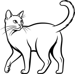 Fototapeta premium Black and white cat line art