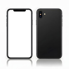 Black Smartphone Front and Back View Blank Screen Mockup.