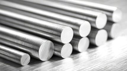 Precision-engineered stainless steel threaded rods, a metallic hardware collection for industrial applications and construction projects