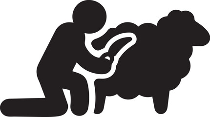 Agricultural worker shearing sheep icon design graphic drawing vector illustration symbol for website app logo © Zakir Ali