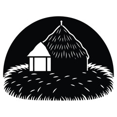 haystack scene vector on white background