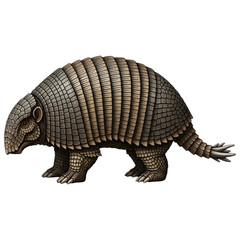 Prehistoric Armadillo Giant Glyptodon Isolated on White Background"