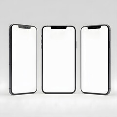 Blank Smartphone Screen Mockup Set on Minimal Background.