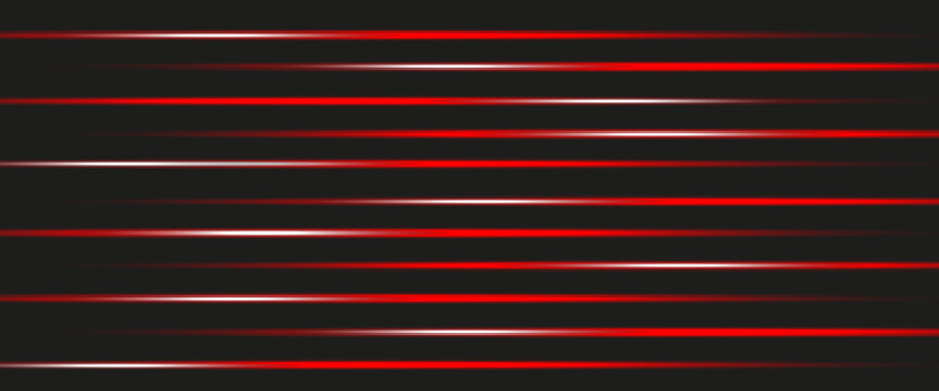 Abstract red laser beams. Isolated on transparent black background. Vector illustration, eps 10