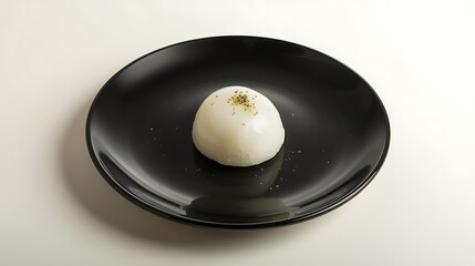 Single sweet treat on black plate