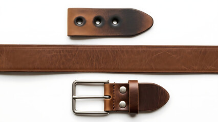 Brown leather belt with embossed pattern and silver buckle