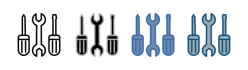 
tool icon set multiple style collection with pass key and screwdriver design