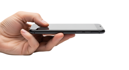 Hand holding modern smartphone