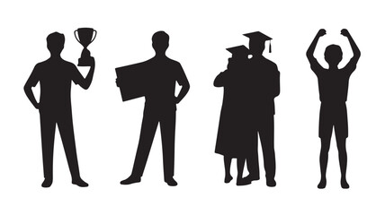 Graduation Silhouettes Celebrating Success
