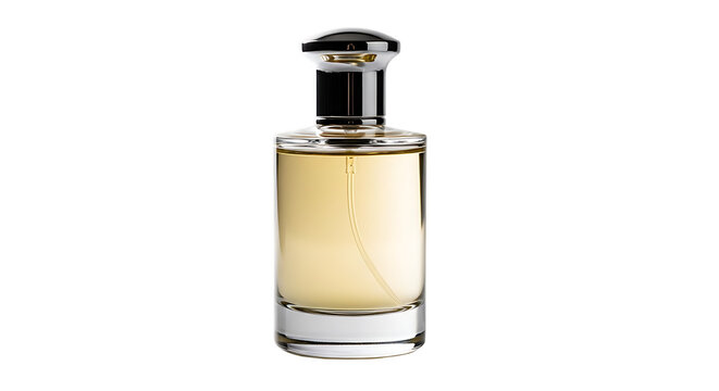 Luxury perfume bottle with golden liquid