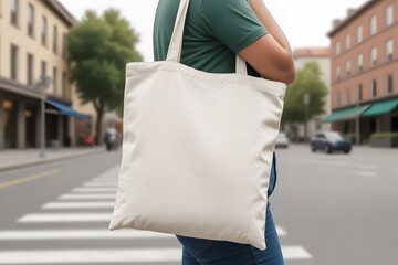 Aesthetic blank cotton tote bag mockup for design presentation