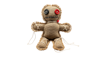 Handmade burlap voodoo doll with buttons