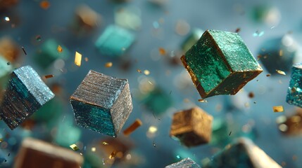 Luminescent Prism Cubes: Floating Geometric Gems with Metallic Flakes