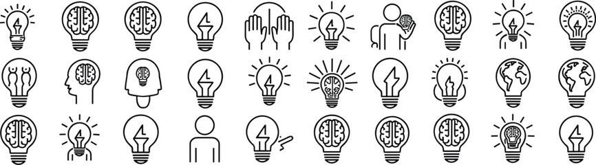 Light Bulb and Brain Icons Representing Ideas and Innovation thinking © SUMAIA