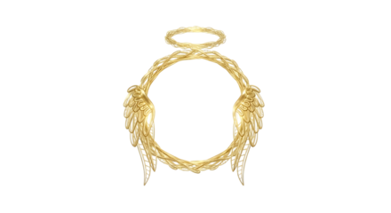 Golden angel wings wreath with halos