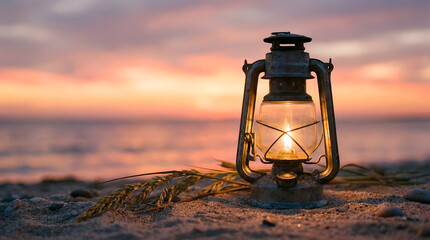 Rustic Lantern at Sunset