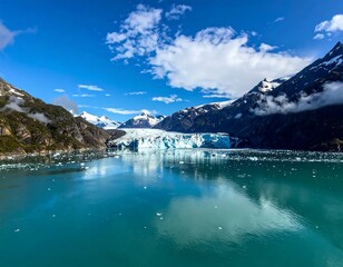Serene Glacier Bay Landscape with Iceberg.