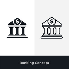 Banking concept icons with bank buildings finance money institutions security