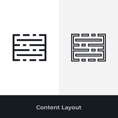 Content layout icons for web page structure design grids templates