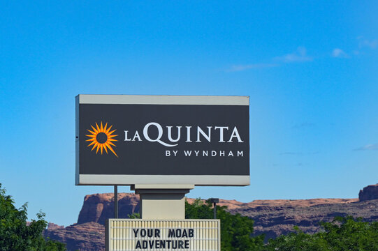 Moab, Utah, USA - 26 May 2025: Sign outside the La Quinta Inn in Moab