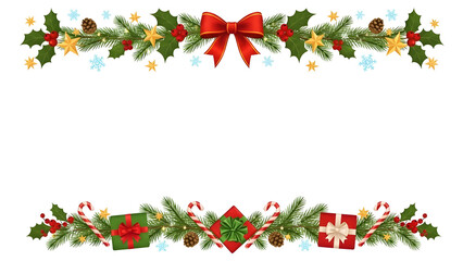 Naklejka premium Christmas frame border isolated on a transparent background, PNG. 