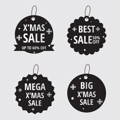 Set of Festive Christmas Sale Labels and Discount Tags