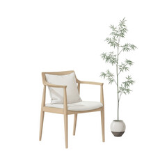 Fototapeta premium Minimal Japandi Summer Interior Illustration Isolated on White