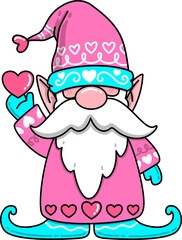 Valentine's Day Gnome with Hearts Cartoon