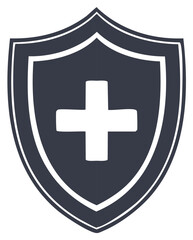 Fototapeta premium Health insurance and medical protection shield icon with a plus symbol