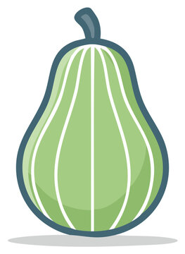 Vibrant Green Chayote Squash Pear Shaped Vegetable Flat Design Icon Illustration