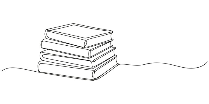 Continuous one line drawing stack of books. Education books line art vector illustration, education concept. Editable stroke, One continuous line drawing of stack of book. Studying book or knowledge.