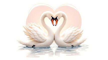 Romantic Valentine&rsquo;s Day t-shirt design featuring two graceful swans forming a heart with their necks, elegant line art illustration,