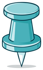 Teal push pin or thumb tack clip art for office supply or stationary graphic vector drawing