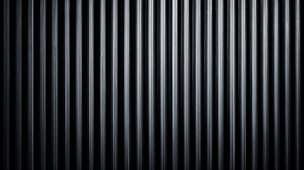 Obraz premium Black Vertical Ribbed Metal Texture Abstract Background