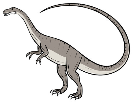 Cartoon Style Plateosaurus Dinosaur Standing Pose Isolated Illustration